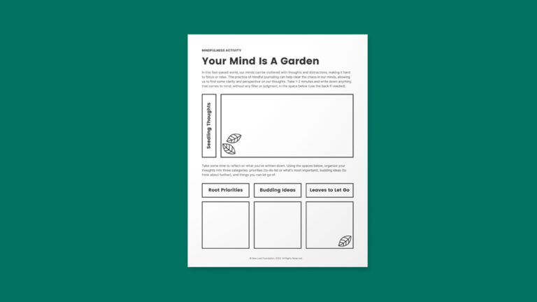 New Leaf Foundation | Mindful Journaling Activity Sheet